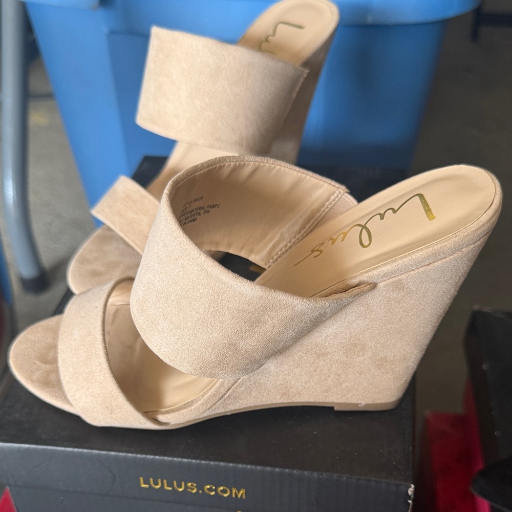 Lulu's Beige Wedge Sandals